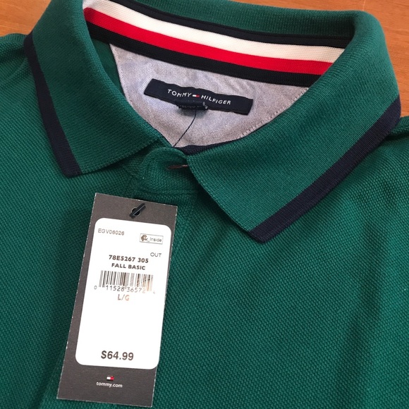 TOMMY HILFIGER Green Trimmed Polo Shirt - Picture 7 of 7